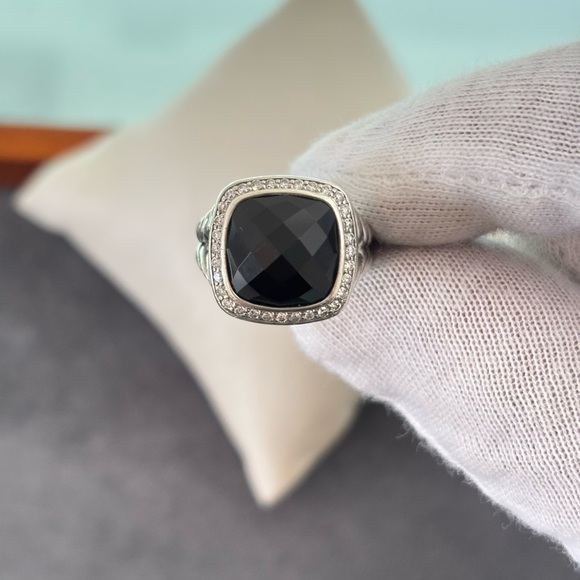 David Yurman 11mm Albion Ring with Black Onyx & Diamonds 5 - Picture 3 of 12